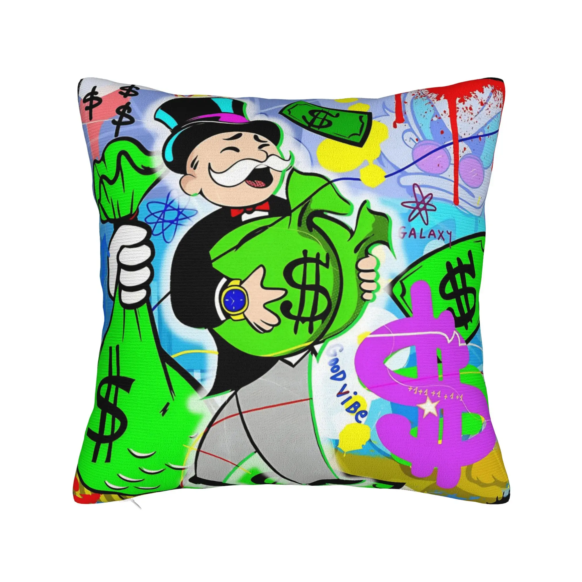 Фото Наволочка Alec Monopoly B Lucky Dragon, графический чехол для подушки, модный ретро-чехол для дивана, кровати, гостиной №1