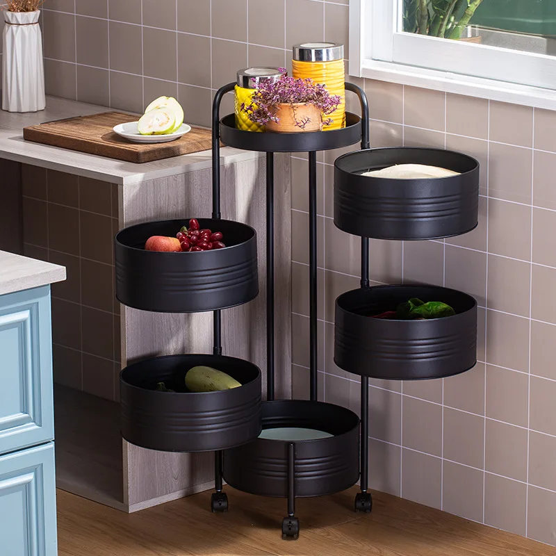 

Bathroom Storage Rack 2021 New Storage Rack Rotating Vegetable Rack Kitchen Floor Multi-Layer Storage Rack Household round Veget