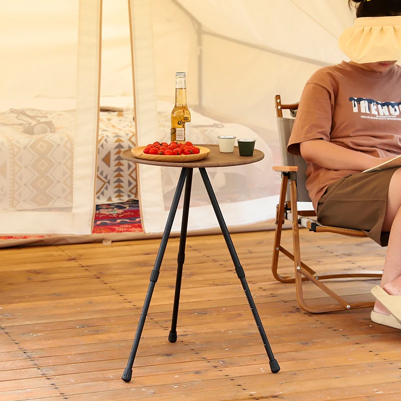 

Outdoor camping small round table, triangular support, circular table, beach adjustable, portable picnic table, aluminum alloy