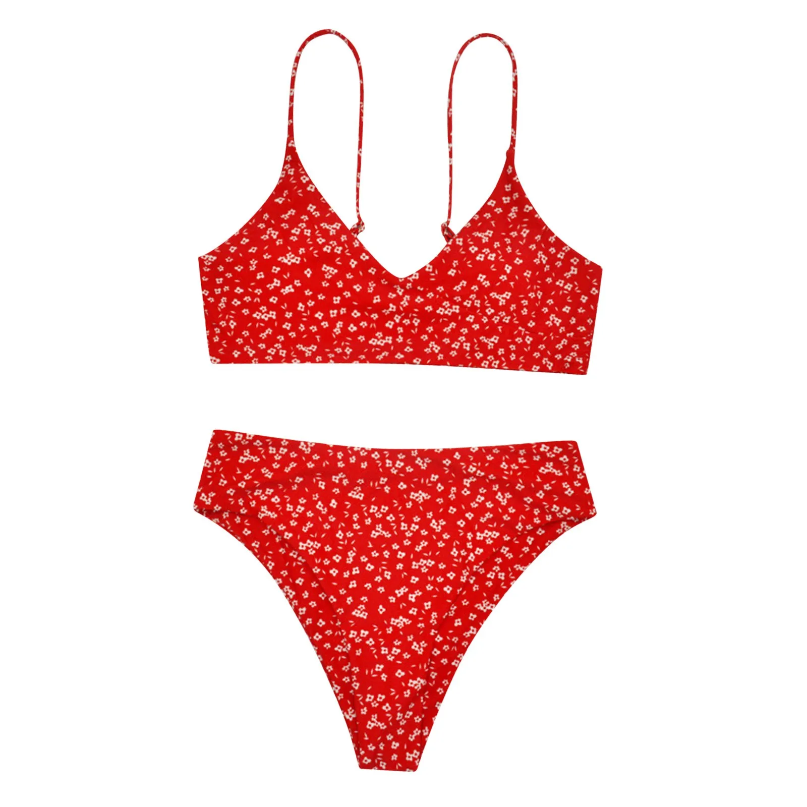 

Printed High Bikini Swimsuit Women's Waist Split Swimsuit Women's Swimwears Tankinis Set Teen Girl Swimming Suits