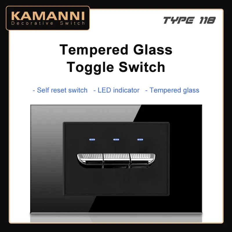 Тип 118 тогл автоматический сброс черного закаленного стекла переключатель розетка с USB Американский британский Европейский стандарт универсальная розетка