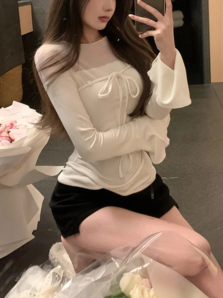 

Pure Color Basic Y2k Tops Woman Woman Design Korean Style Long Sleeve Pullover Casual Elegant Fashion Clothing 2023 Spring Chic