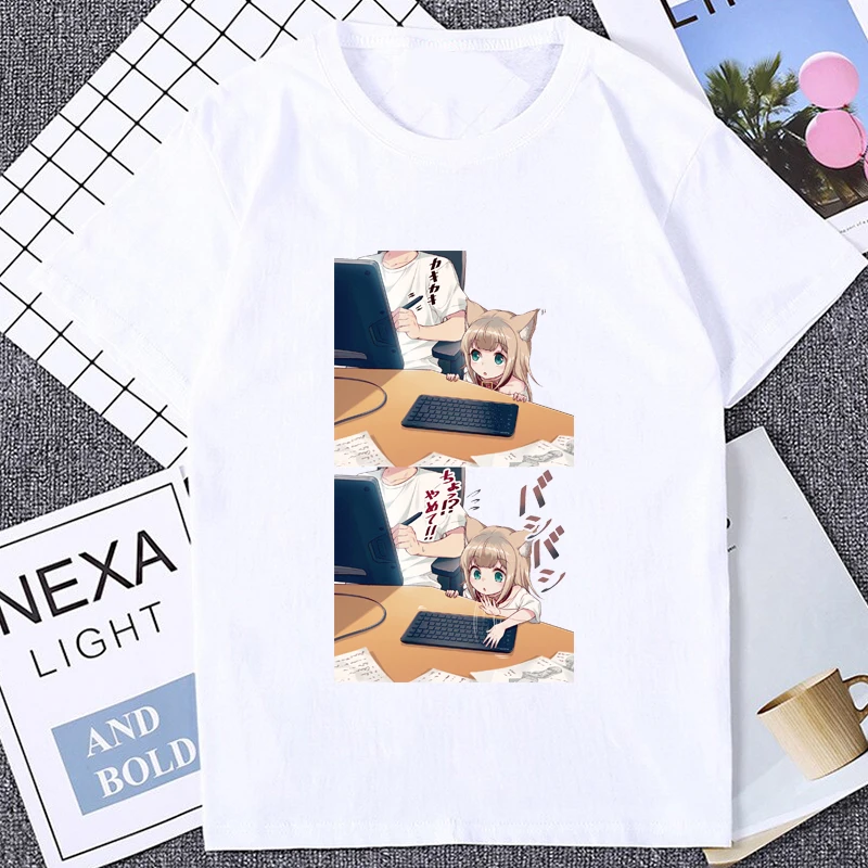 Футболка женская с японским аниме My Cat Is A Kawaii Повседневная Уличная одежда в стиле