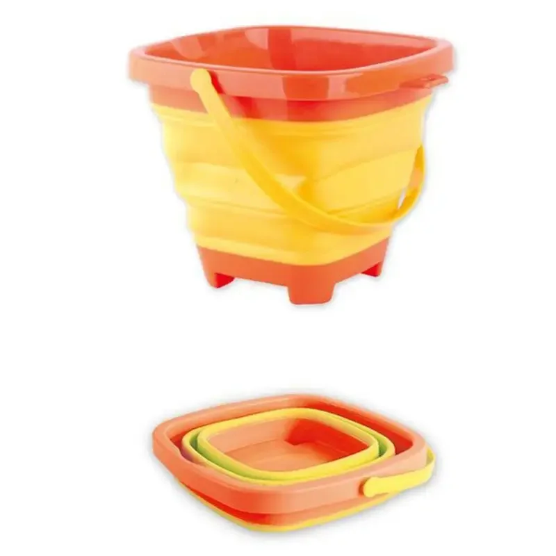 

Portable Beach Bucket Sand Toy Foldable Collapsible Multi Purpose Plastic Pail Soft Rubber Folding Bucket for Children's Toys