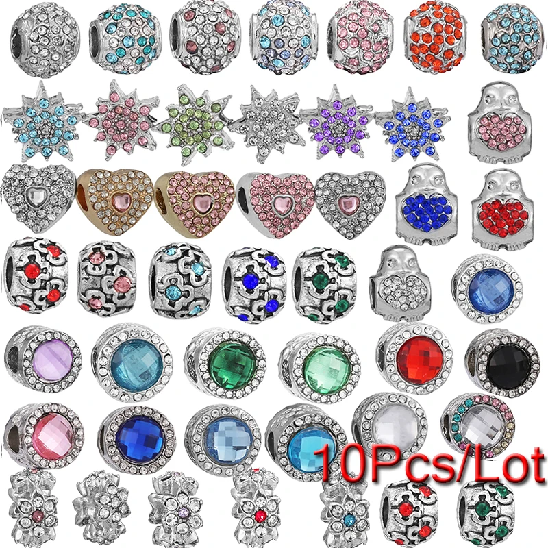 

10Pcs/Lot Crystal Birthstone Charms Beads Fit Original Bracelets Necklace For Women Men Girlfriend Girl Jewelry Making Wholesale