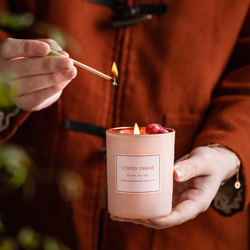 Розовые ароматические свечи с гальваническим покрытием