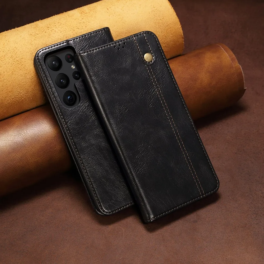 

Luxury PU Leather Flip Case For Samsung Galaxy S23 Plus S22 S21 FE S20 Ultra with Magnetic Wallet Card Holder Stand Full Cover