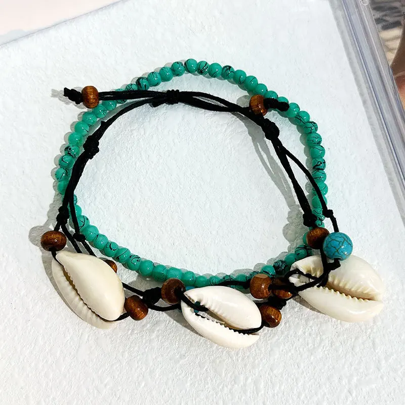 Boho Vintage Shell Anklets For Women Natural Stone Bead Ankle Bracelet Foot Chain Summer Jewelry Beach Accessories