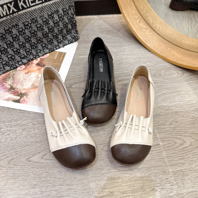 

Туфли женские с круглым носком, повседневная элегантная мягкая удобная классическая обувь, лоферы, лето-осень, 2023