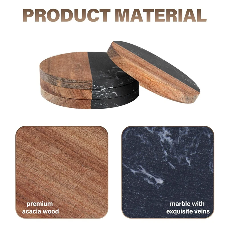 Набор из 4 подставок для напитков подставка сращенного мраморного дерева защиты
