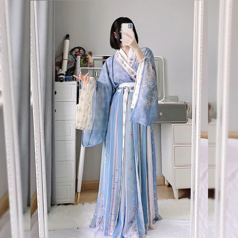 

Chinese Hanfu Dress Women Ancient Traditional Hanfu Female Carnival Cosplay Costume Blue&Purple Hanfu Dance Dress Plus