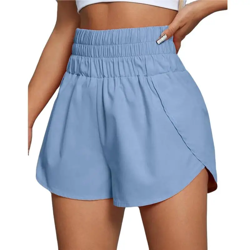 

Женские шорты с высокой талией, шорты для бега, повседневные спортивные шорты для тренажерного зала, быстросохнущие шорты для тренировок с