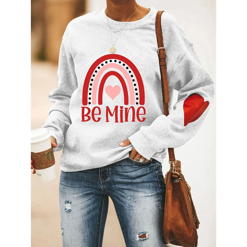 

Женская винтажная хлопковая толстовка с длинным рукавом и принтом сердца Rheaclot Be Mine