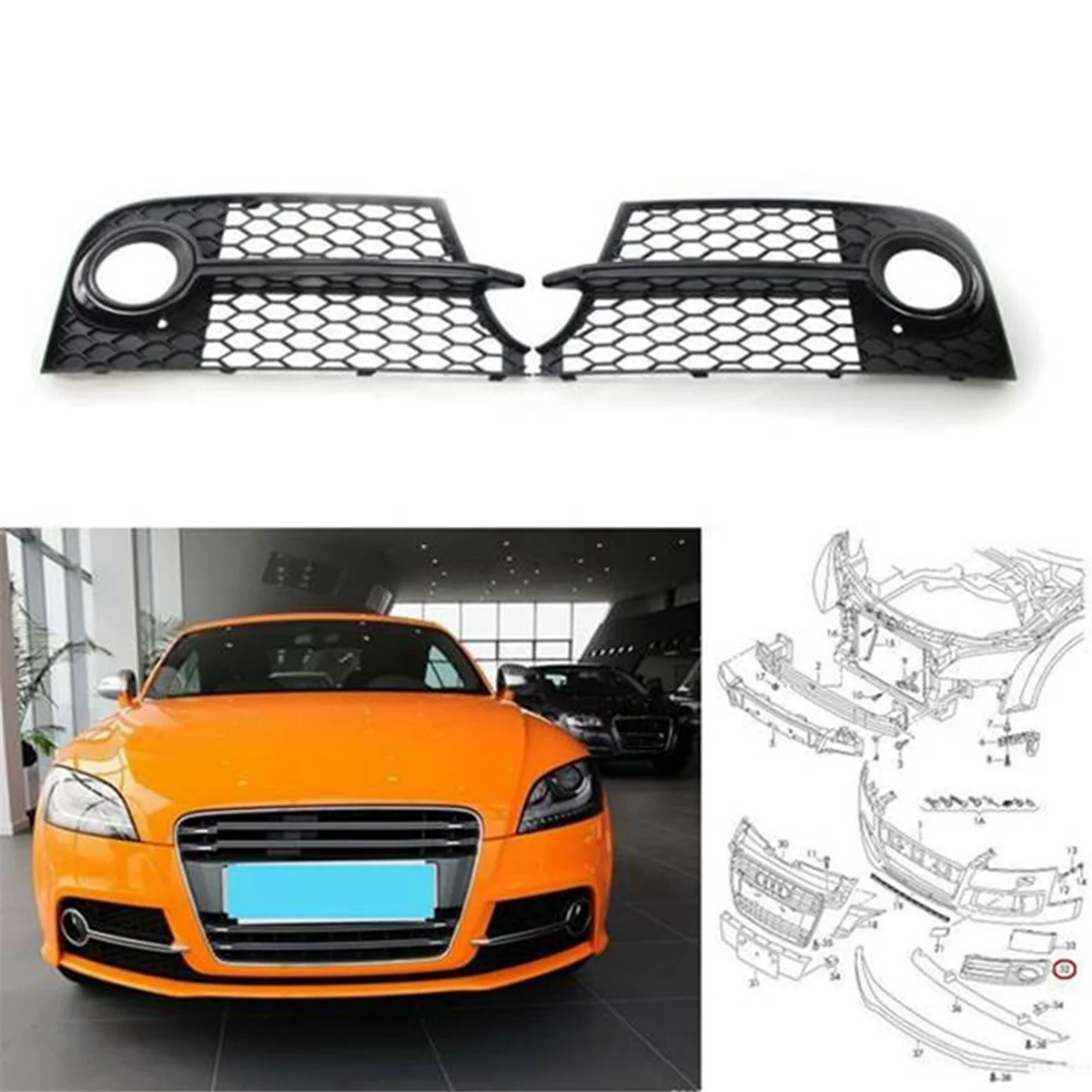 Крышка противотуманной фары 8J0807682K 8J0807681K для Audi TT MK2 S-LINE TTS 2011-2014