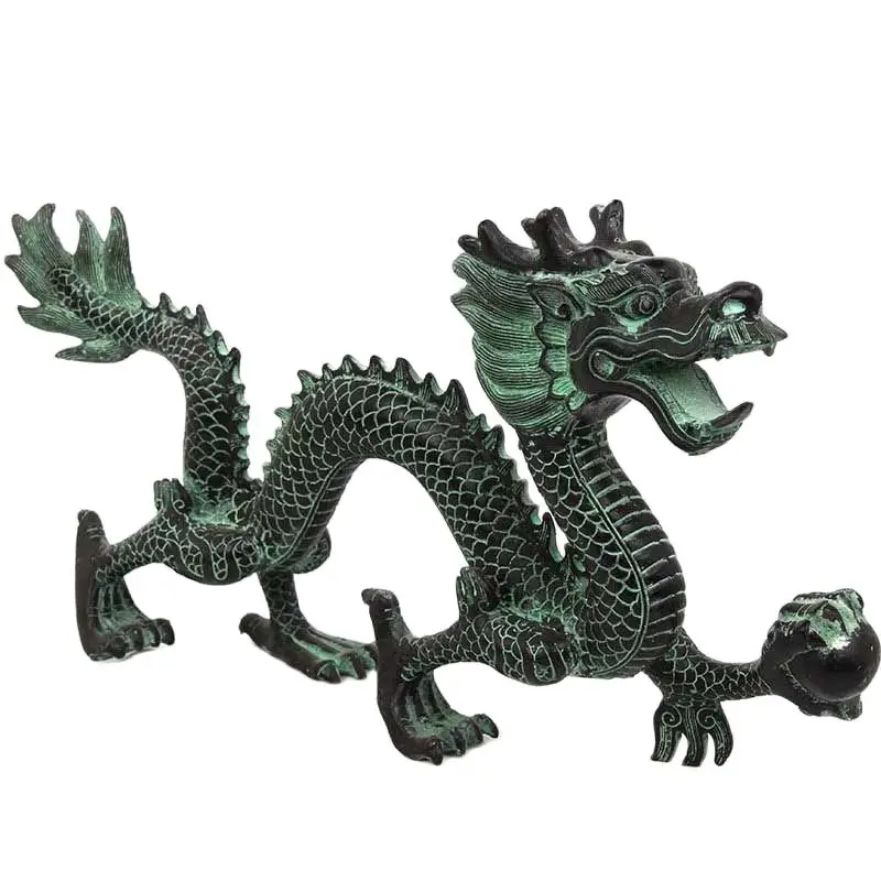Feng Shui bronze dragon catching beads ornaments lucky home crafts decorative art | Figurines &amp Miniatures