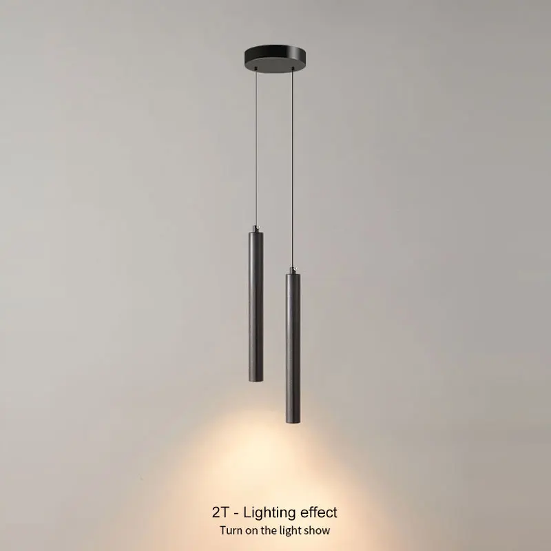 Фото Черные подвесные светильники LED с проводным подключением для телевизора, люстры LED с жестким креплением для спальни №5