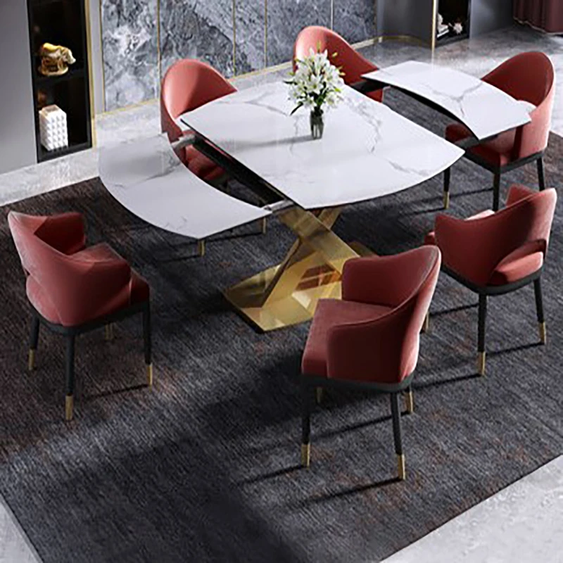 

Light Luxury Rock Board Dining Table Modern Minimalist Nordic Round Table Set Set Type Style Appearance General Use Is Rotatable