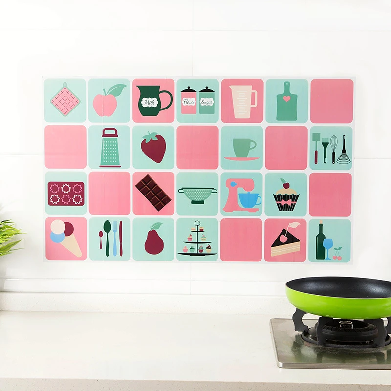

1pcs Kitchen Oil-proof Waterproof Wall Stickers Self-Adhesive Aluminum Foil Kitchen Stove Cabinet Tile Wall Decoration Stickers