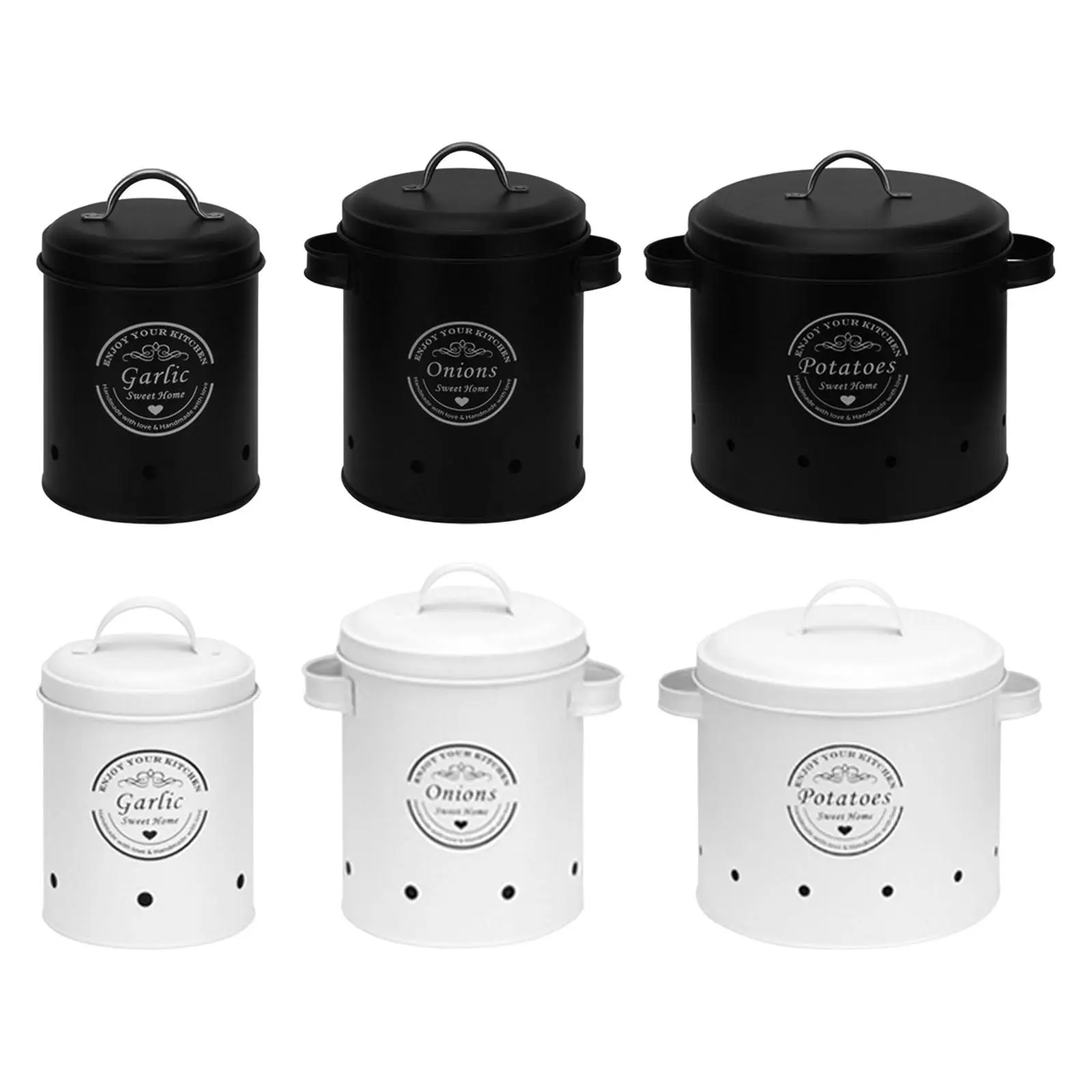 

3x Sealed Storage Jars Decoration Durable Metal Dustproof with Lid Handle Multipurpose Containers for Household Kitchen Cabinet