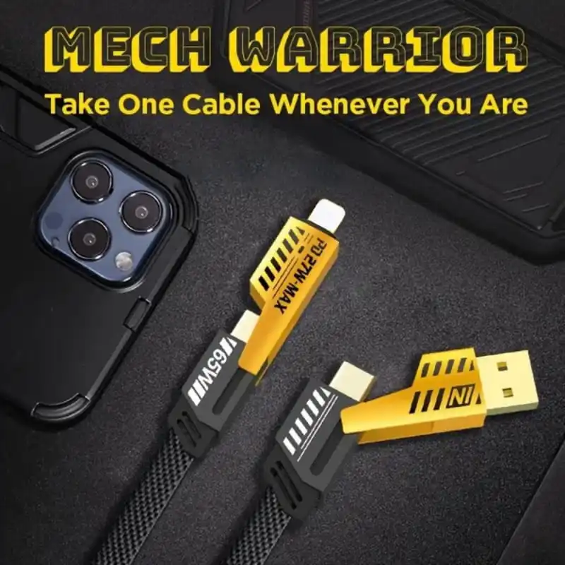 Сверхбыстрый зарядный кабель Mech 4 в 1 PD 27 Вт 65 нейлоновый тканый телефон USB Type-C