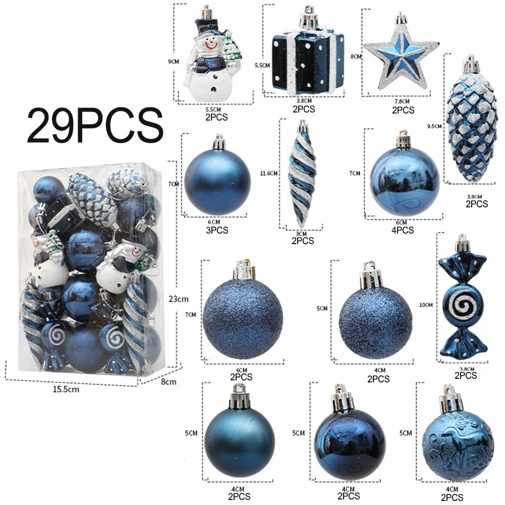 

20/29Pcs Christmas Ball Baubles Decoration Special-Shaped Painted Christmas Ball Hanging Ornament Xmas Tree Pendant Accessories