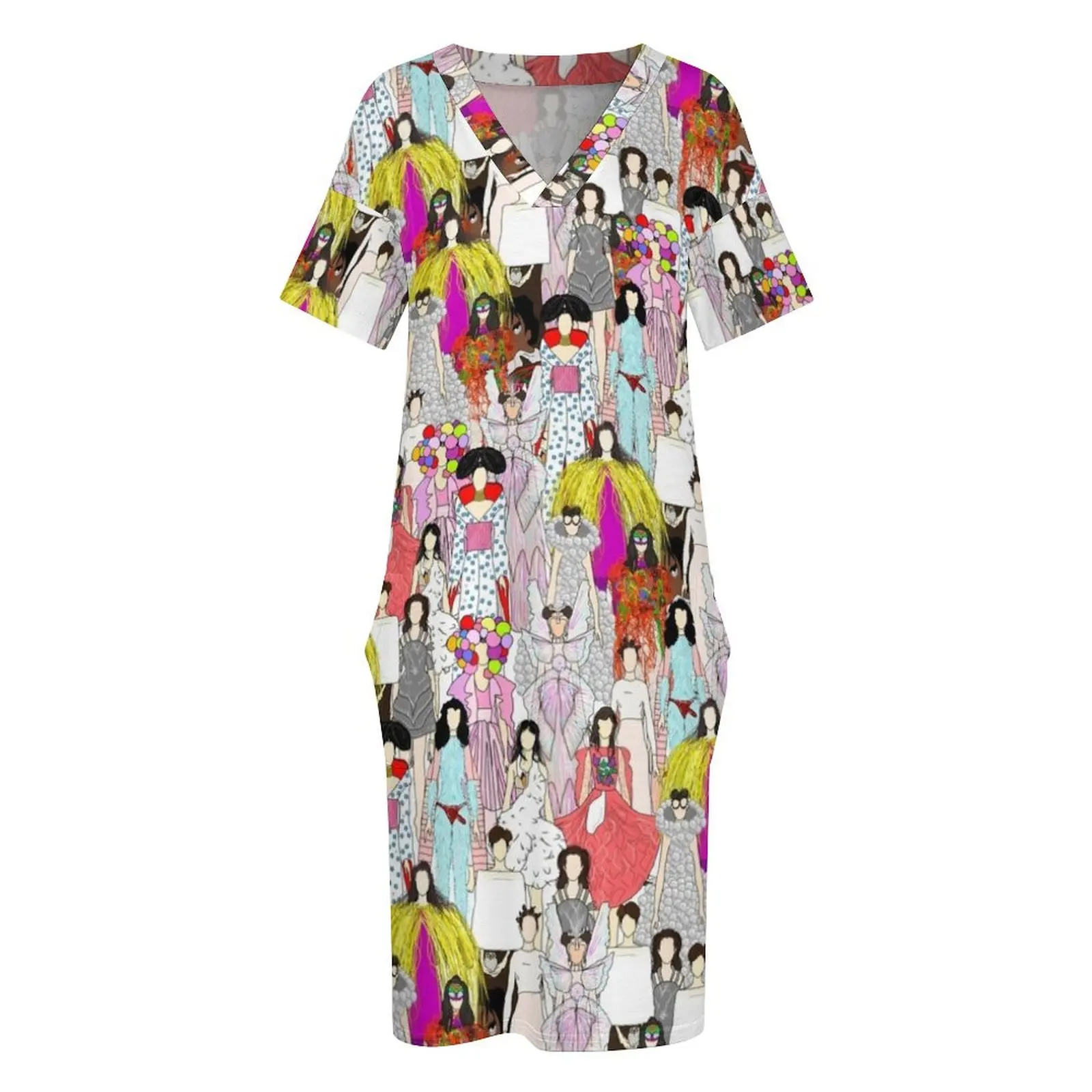 Bjork-A-thon Свободное платье с карманами для женщин летние платья длинными рукавами