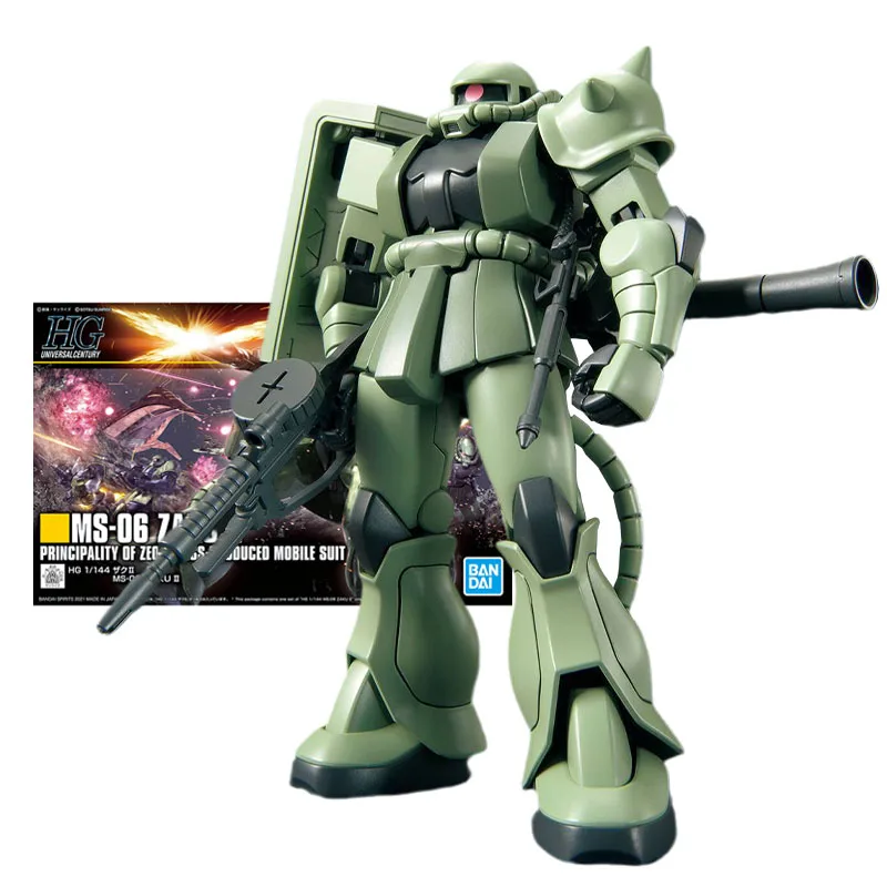 

Оригинальная модель Bandai Gundam, комплект Аниме фигурок HGUC 1/144 h241 MS-06 Zaku II, коллекционная Аниме Фигурка Gunpla для мальчиков, игрушки