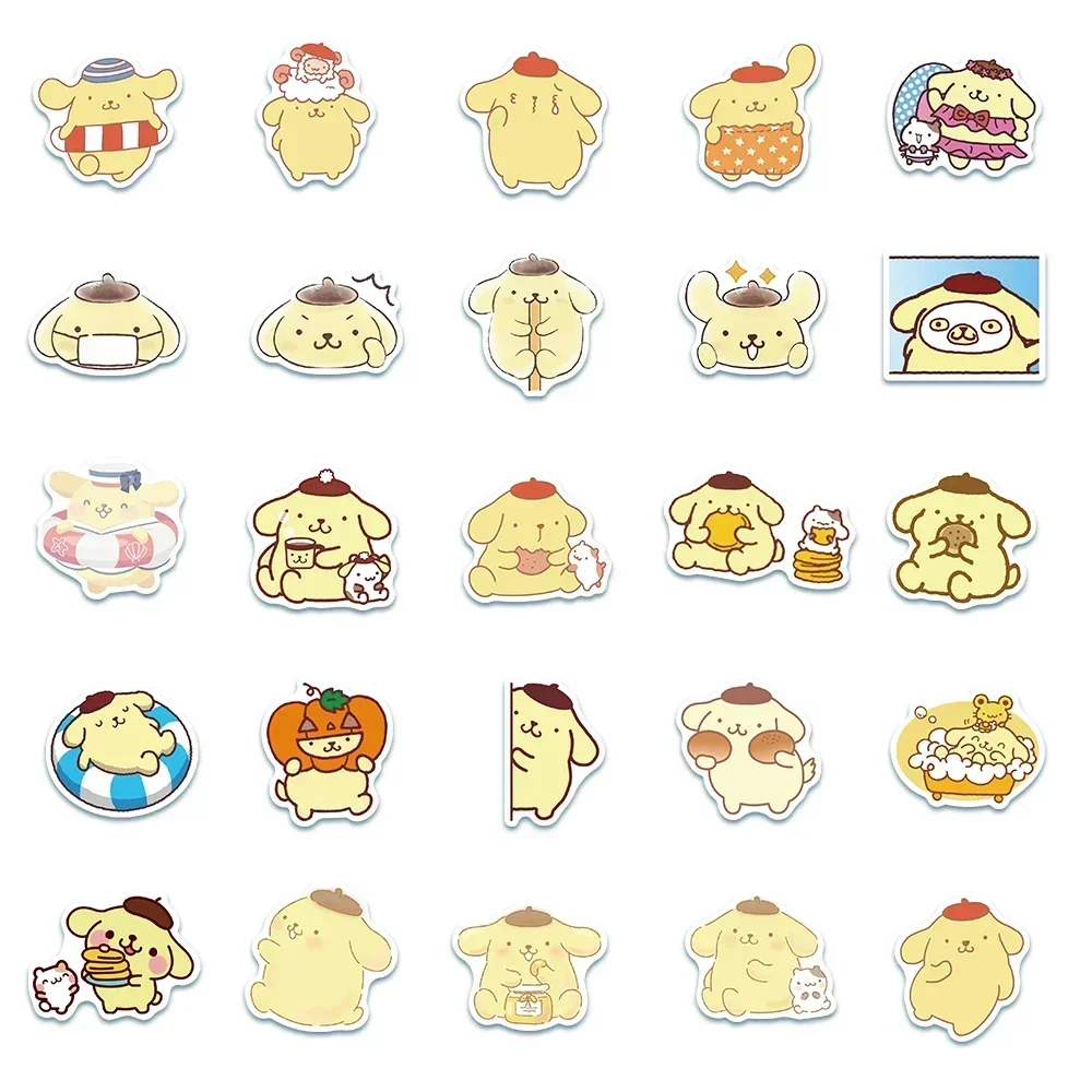 Sanrio Милые Канцелярские Наклейки С Помпоном Purin Hello Kitty Граффити Дизайн