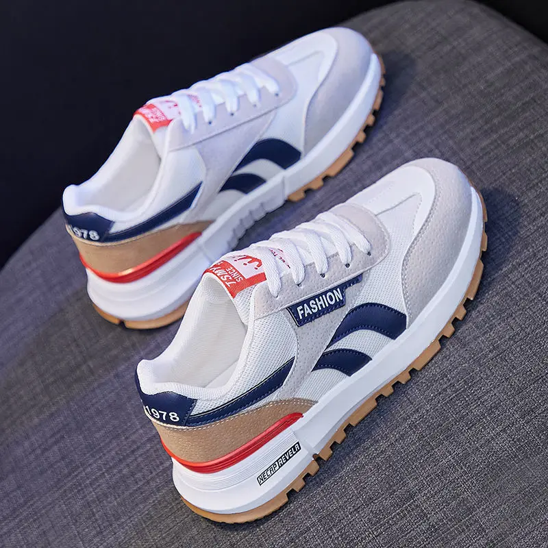 

2023 New Luxury Spring Women's Sneakers Casual Leather Lace-up Walking Shoes Woman Wedges Platform Outdoor Footwear Couple Shoes