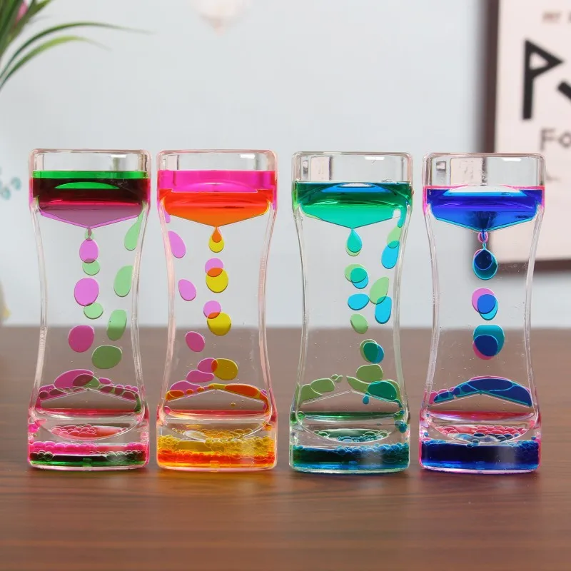 

Double Color Floating Liquid Oil Acrylic Hourglass Desk Kids Sand Timer Sand Clock Liquid Visual Movement Hourglass Timer Gifts