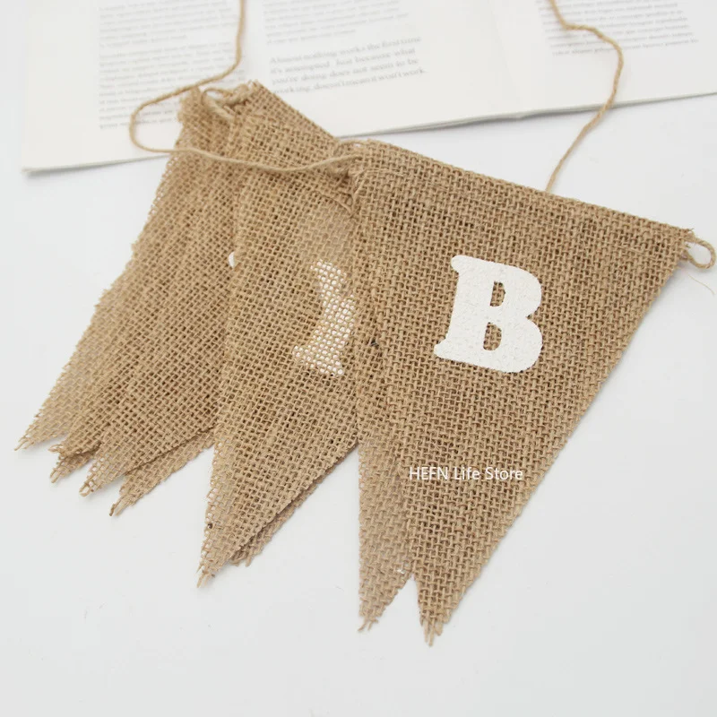 Винтажный джутовый Гессенский баннер из мешковины с днем рождения овсянка для