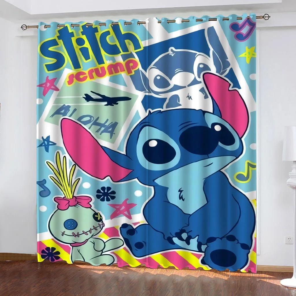 

Cartoon anime curtains Interstellar baby Stitch children's room bedroom study bay window simple custom blackout short curtain