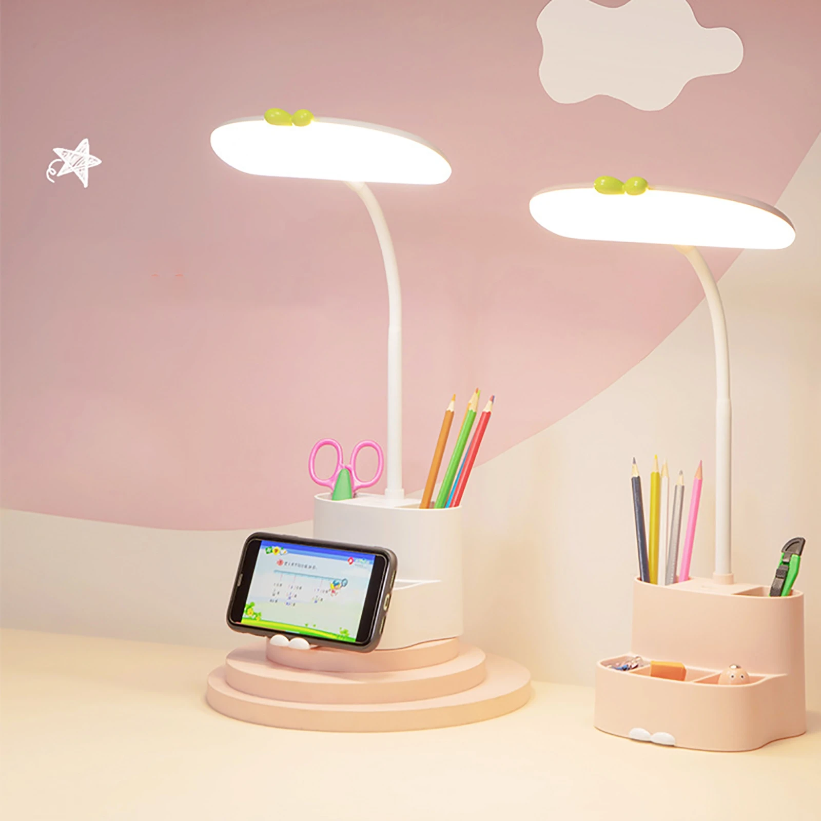 

5 In 1 Multifunctional Led Student Reading Light Eye Protection Desk LED Lamp Color Temperature Adjustable Rechargeable