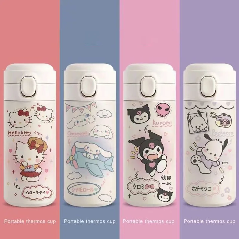 

Kawaii Sanrioed Термокружка мультяшный милый Kuromi Cinnamoroll понравило Китти Портативная креативная чашка для воды из нержавеющей стали