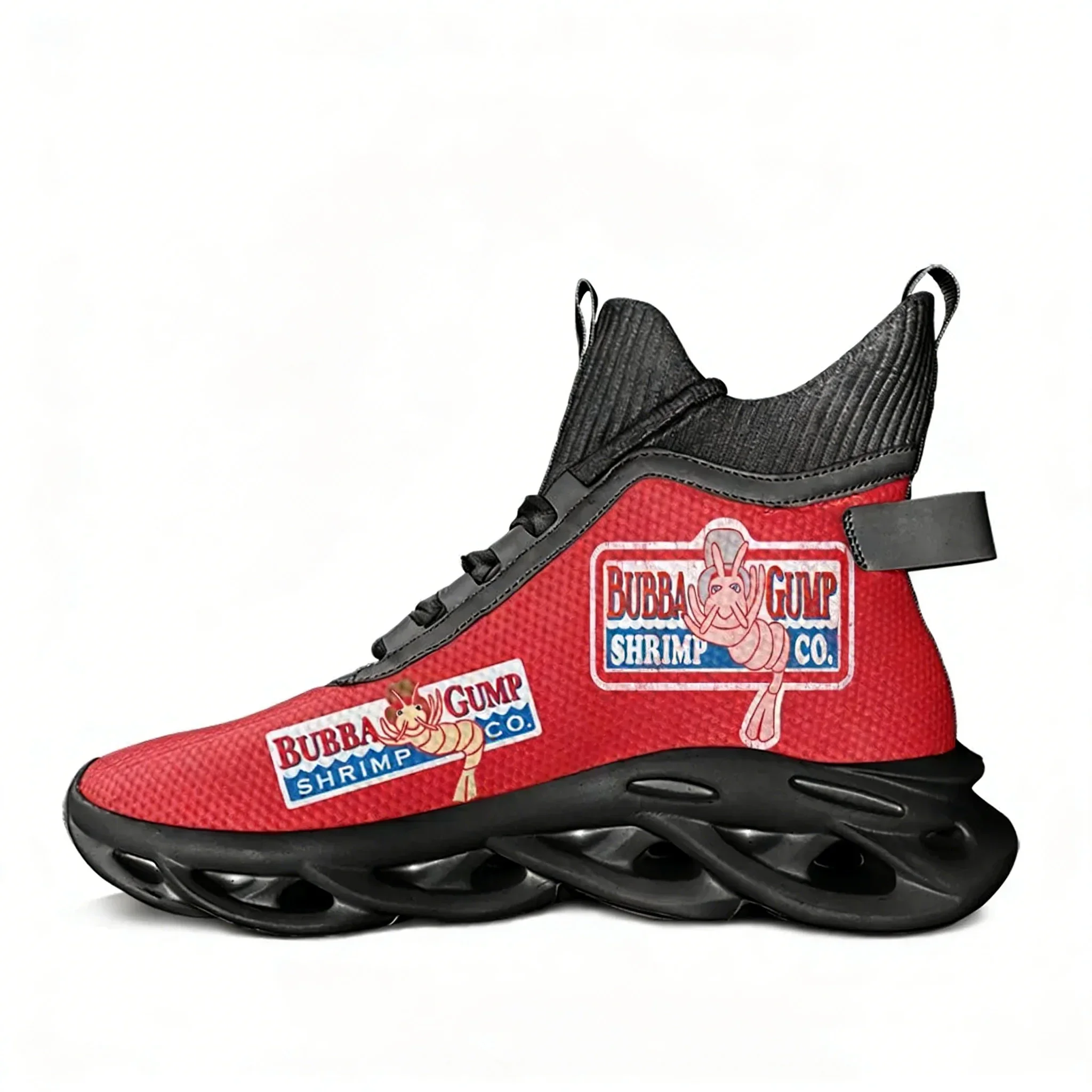 Фото Ретро-кроссовки Bubba Gump Shrimp High Top Flats 1994 года, в стиле Форреста Гампа, для мужчин и женщин, спортивные, для хайкинга, бега, путешествий, на заказ №1