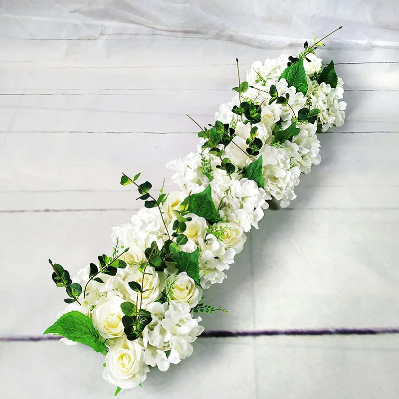 

50cm DIY Wedding Flower Wall Arrangement White Artificial Flower Silk Peony Rose Hydrangea Row Decor Wedding Arch Backdrop