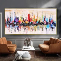 large abstract city building watercolor scenery pictures decor canvas painting wall art for living room modern handmade artwork