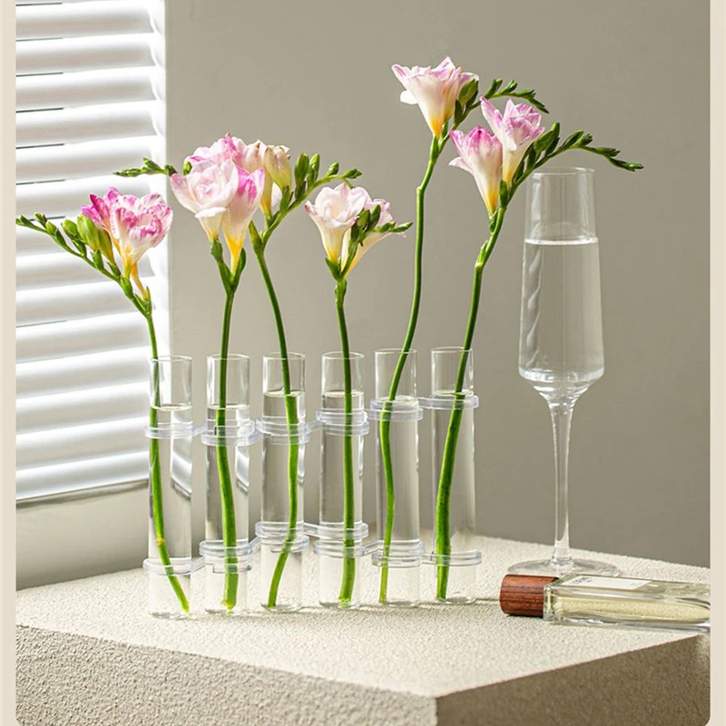 

Creative Glass Test-tube Flower Vases Room Decor Water Planting Containers Hydroponics Home Decoration Tabletop Vase Ornaments