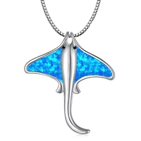 silver manta ray necklace opal pendant ocean marine life 925 sterling silver stingray opal pendant
