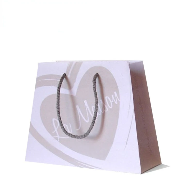 

Трапециевидный белый бумажный пакет с логотипом вашего бренда, хлопковая веревка, ручка, Упаковочная Сумка, Индивидуальный размер, логотип ...