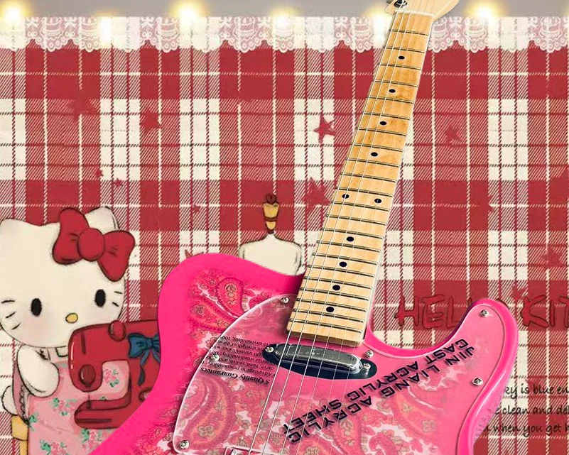 Электрическая гитара изготовленная из заводского клена и персикового дерева