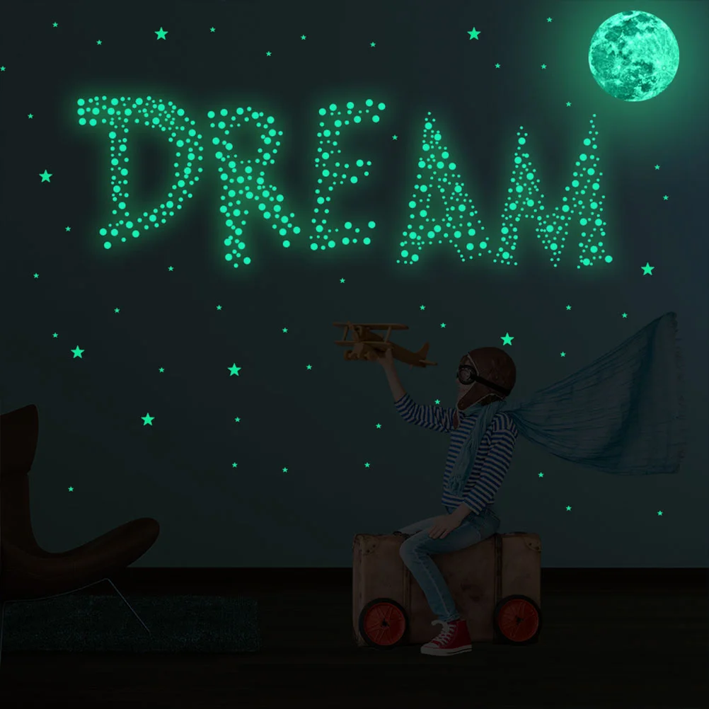 

5 Pcs Glow Stars Ceiling Window Decals Luminous Sticker Baby Decor Moon Glow The Dark Stickers