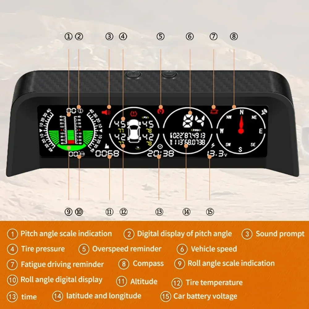 Фото Датчик давления в шинах X91 GPS TPMS для HUD-спидометра, измерителя уклонения, инклинометра, автомобильной системы точного позиционирования, компаса №3