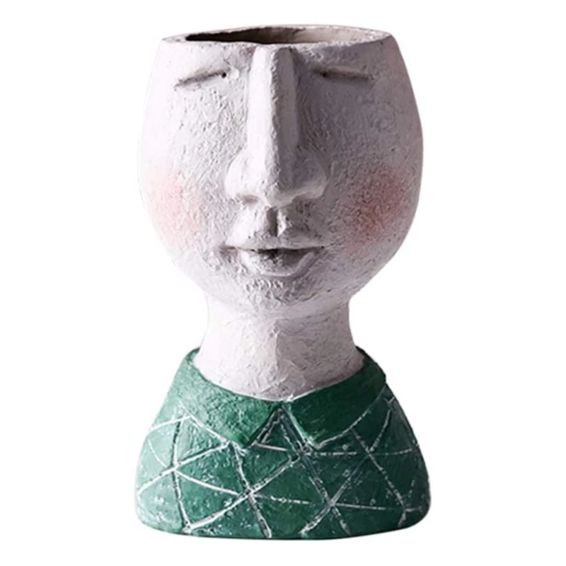 2022 New Art Portrait Flower Pot Vase Sculpture Resin Face Family Flower Pot Handmade Gardening Storage Flower Arrangement Home