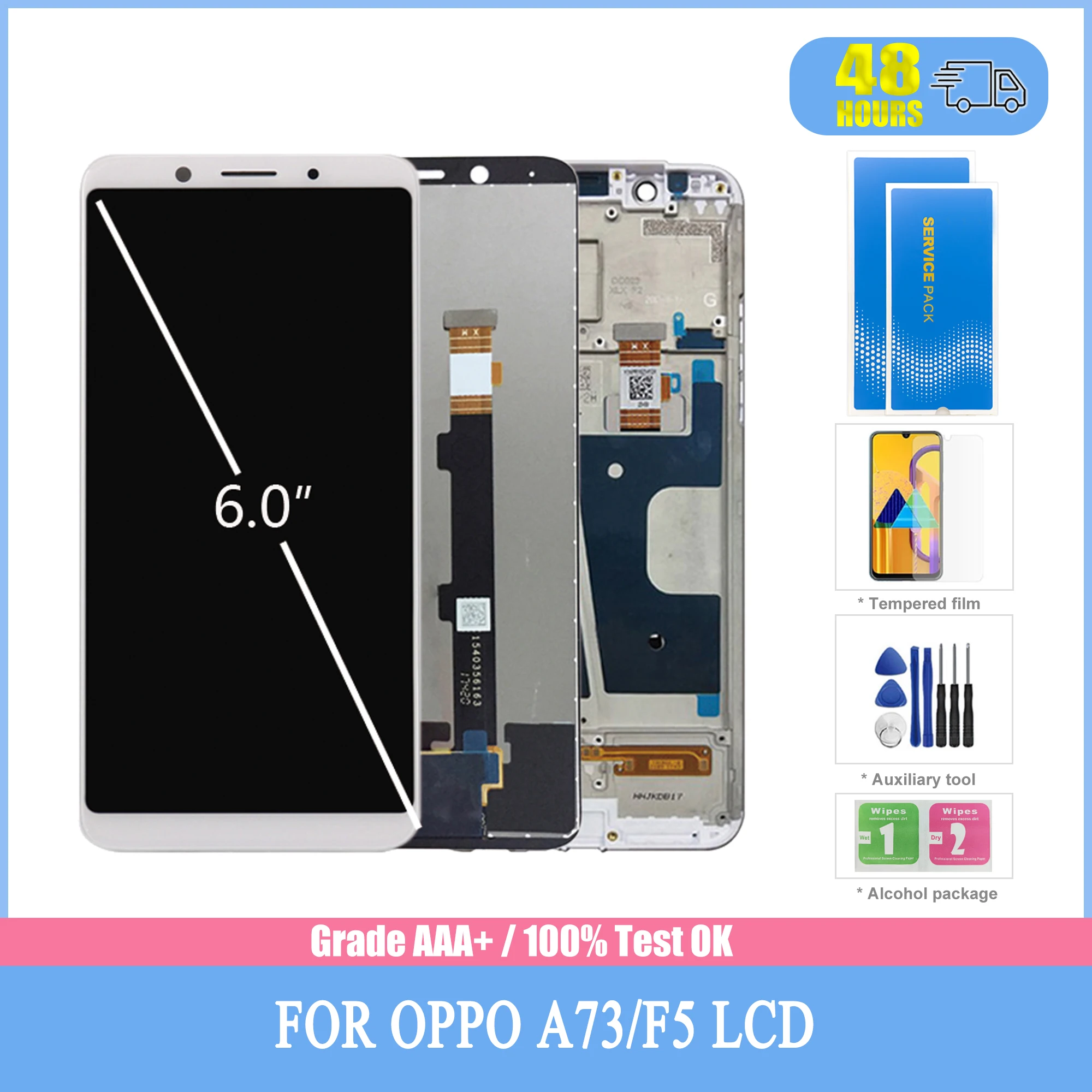 

ЖК-дисплей для OPPO F5 диагональю 6,0 дюйма, детали в сборе для дигитайзера ЖК-дисплея, детали для ремонта сенсорного экрана pantalla A73, edge LCD