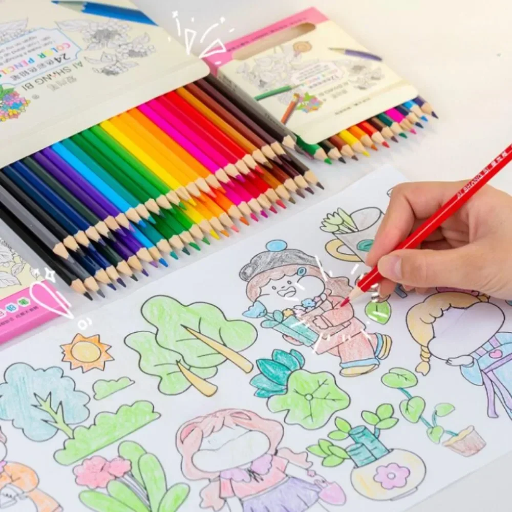 Набор карандашей 12/24 цветов жирная раскраска искусственный свинец в коробке