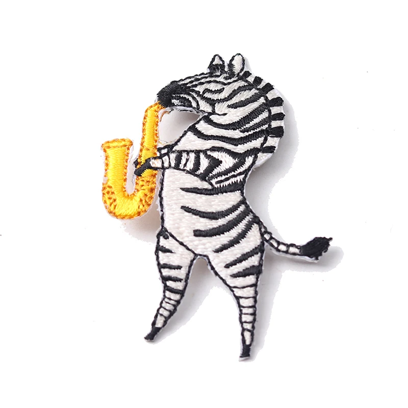 Выдувной саксофон Зебра размер: 6x3 см патчи с утюгом вышивка детской одежды