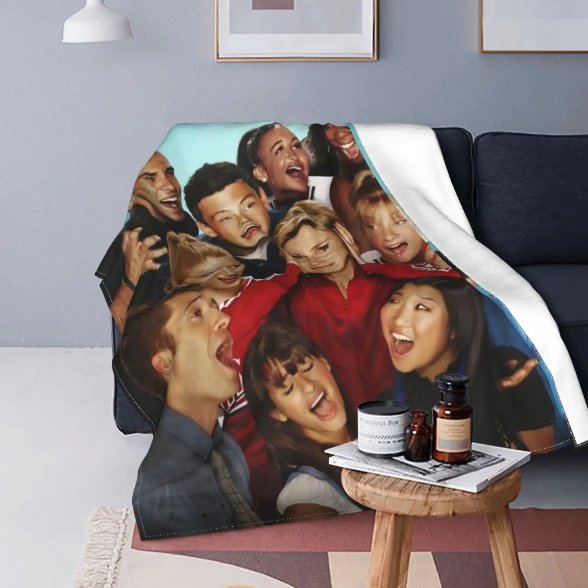 

Glee-Manta de terciopelo multifunción para cama, colcha cálida de viaje, de verano, con diseño de Rachel Berry Finn Kurt