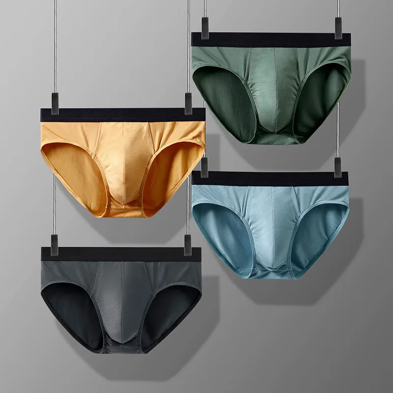 60 Thread Lanjing Modal Men's Briefs Middle Waist Antibacterial Breathable Men's Underwear High-quality Fabric 3Pcs/Lot