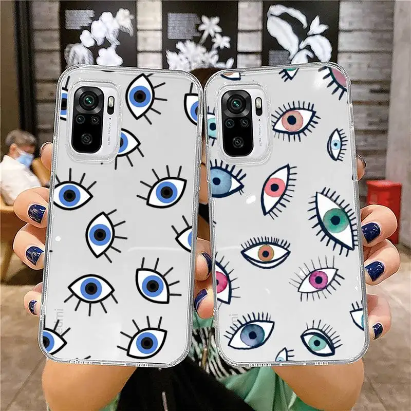 

Evil Eye pattern Phone Case Transparent for Xiaomi redmi note x f poco 10 11 9 7 8 3 i t s E pro cover shell coque